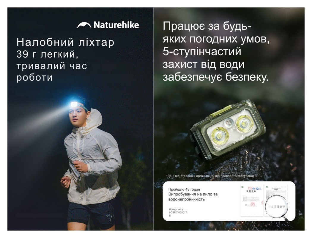 Фонарь налобный Naturehike CNK2550ZM011, серый
