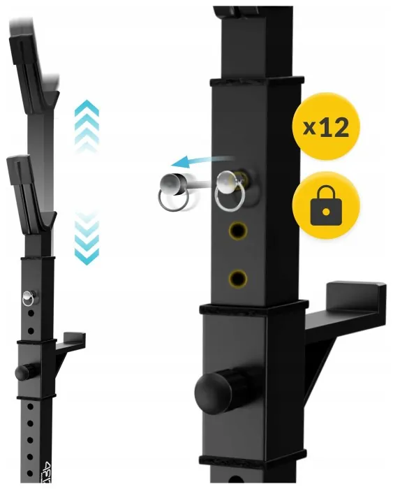 Стійки під штангу 4FIZJO Pro регульовані, зі страховкою Black (P-5905973402668)