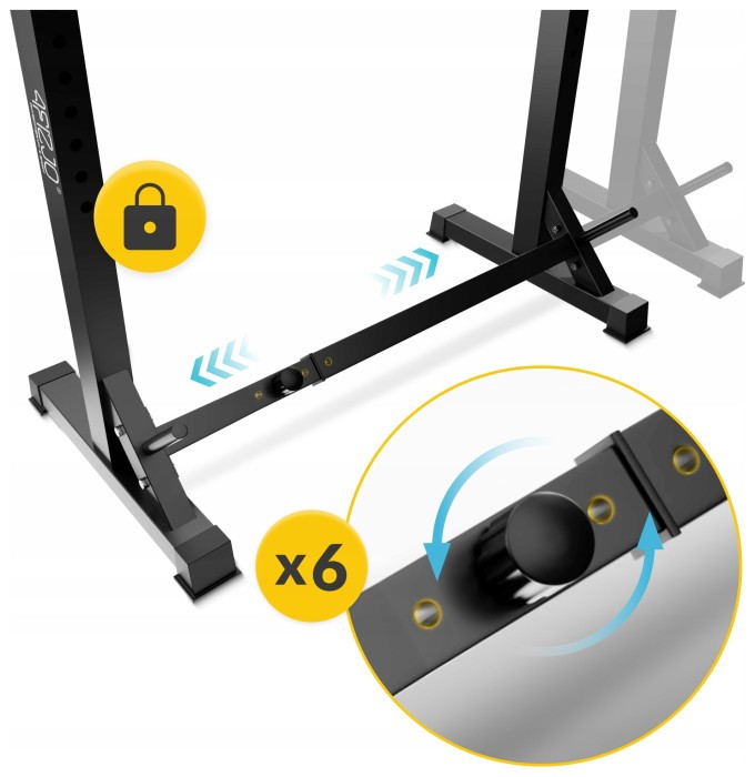 Стійки під штангу 4FIZJO Pro регульовані, зі страховкою Black (P-5905973402668)