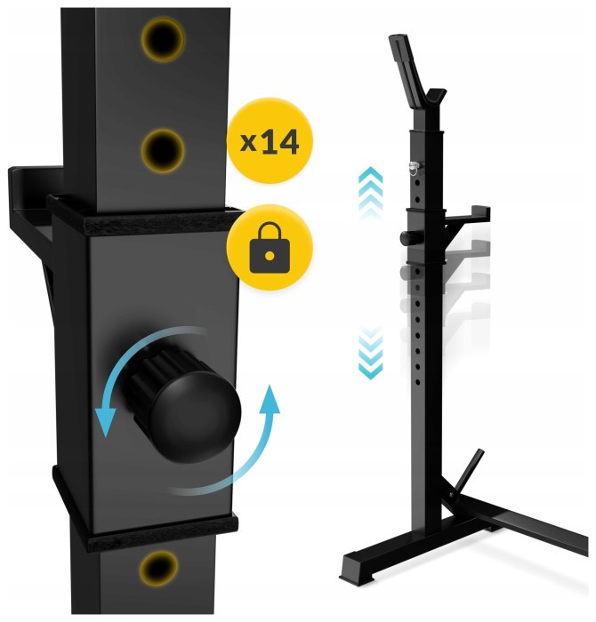 Стійки під штангу 4FIZJO Pro регульовані, зі страховкою Black (P-5905973402668)