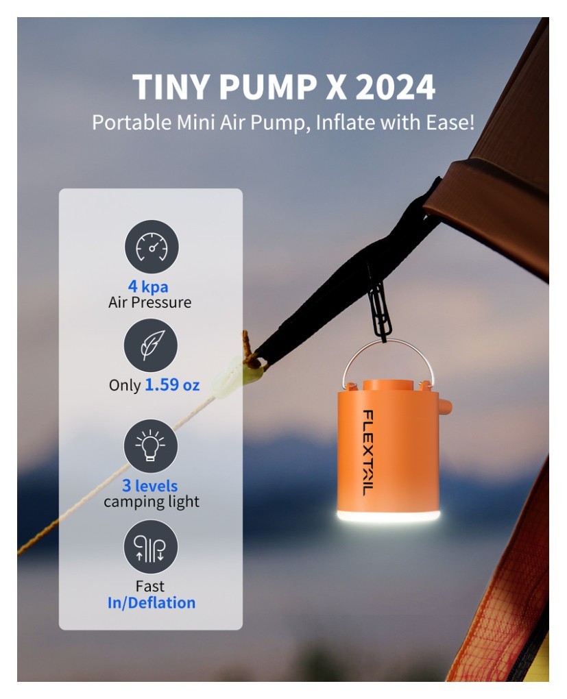 Насос-ліхтар кемпінговий Flextail Tiny Pump Х, помаранчевий