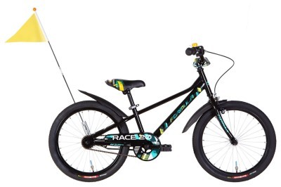 Велосипед ST 20&quot; Formula RACE BH рама-10&quot; чорний з жовтим 2024 крила, підніжка, дзвоник