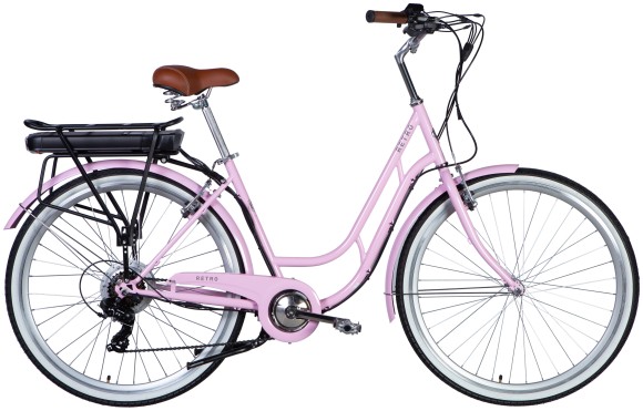 Велосипед з електроприводом 28" ST Dorozhnik RETRO DD FR рама-19" 36B 12.5А*г 250Вт світло-рожевий YS 7443 2025, укр