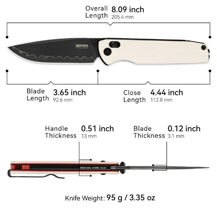 Ніж складаний SRM Terrier 258L-GT2, білий, укр, укр