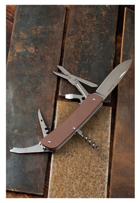 Багатофункціональний ніж Ruike Criterion L31, (8.5 см) 12C27 / G10 коричневий, 18 інстр.