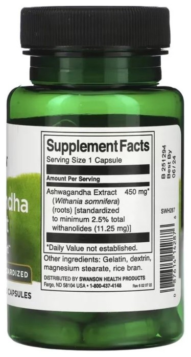Ashwagandha Extract Standardized 450mg - 60 caps