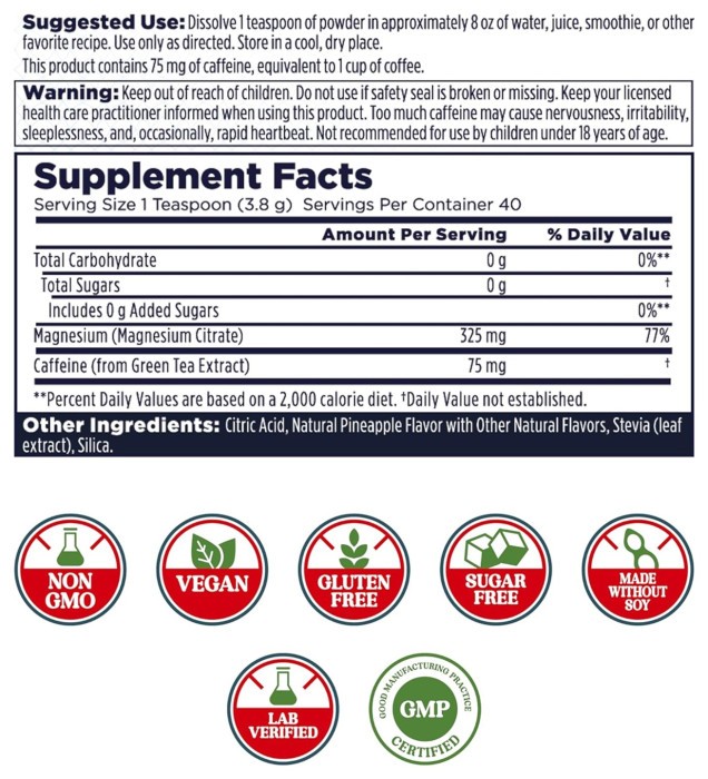 Energy Magnesium Powder - 153g Pineapple