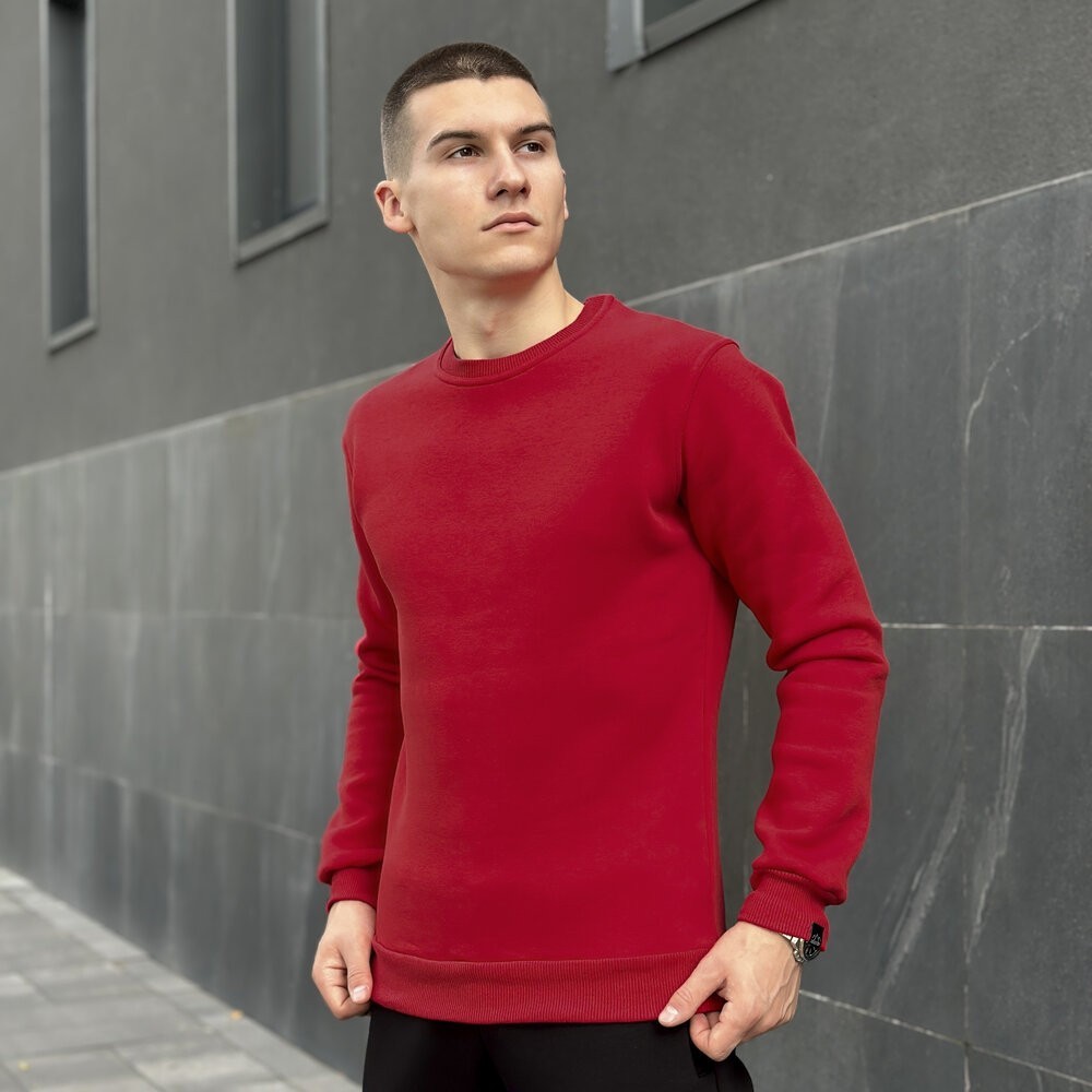 Світшот чоловічий однотонний червоний Pobedov 007 ЗИМА, укр, укр