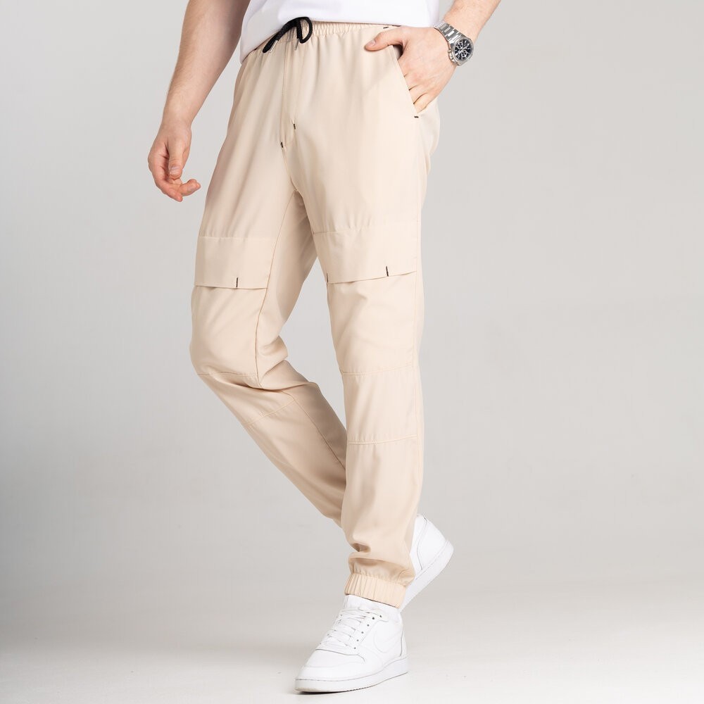Мужские брюки джогеры с карманами бежевые Pobedov Vershyna