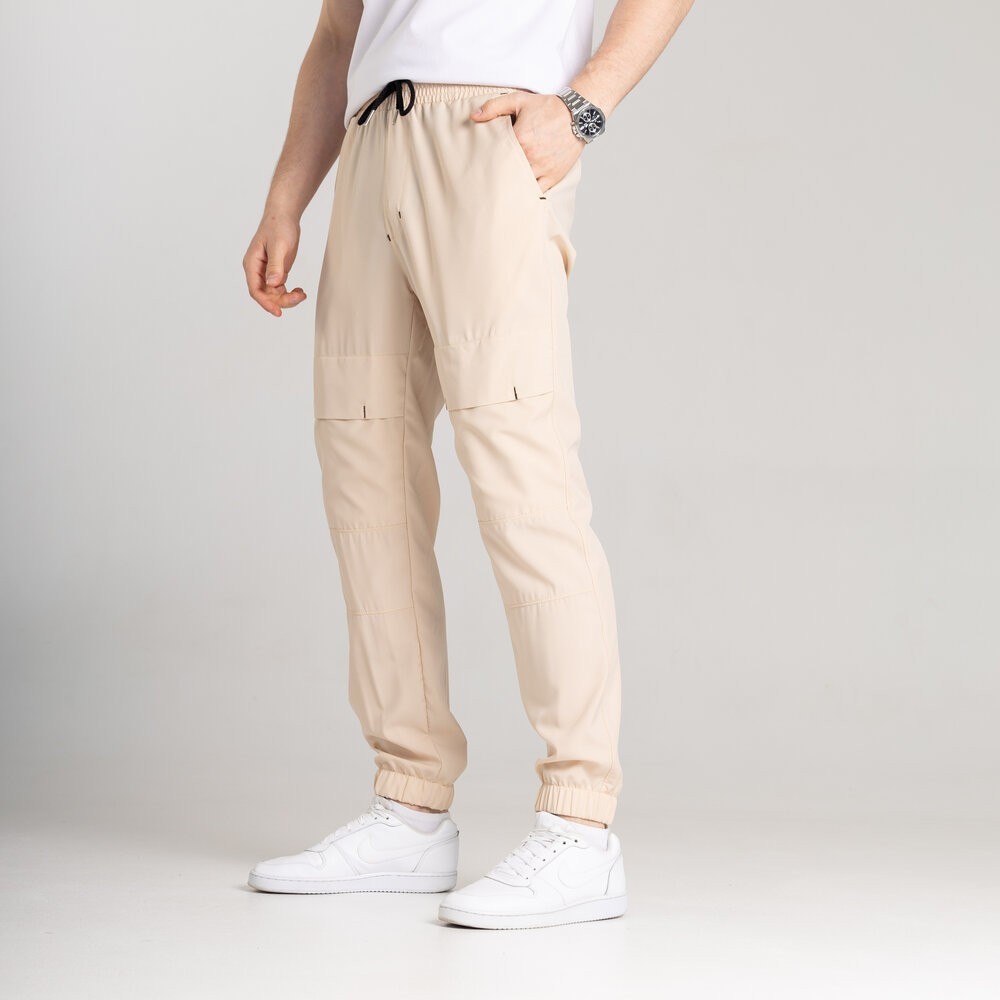 Мужские брюки джогеры с карманами бежевые Pobedov Vershyna