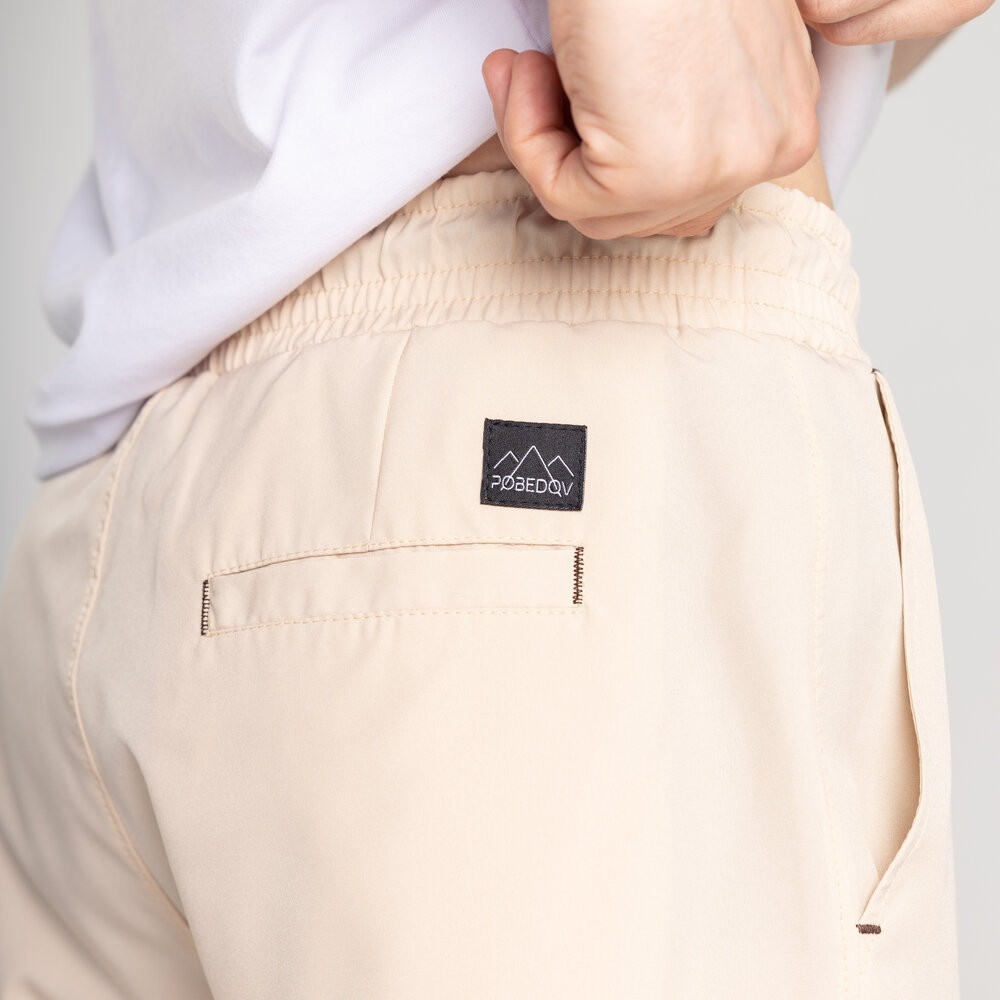 Мужские брюки джогеры с карманами бежевые Pobedov Vershyna