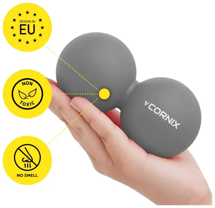 Массажный мяч Cornix Lacrosse DuoBall 6.3 x 12.6 см XR-0115 Grey