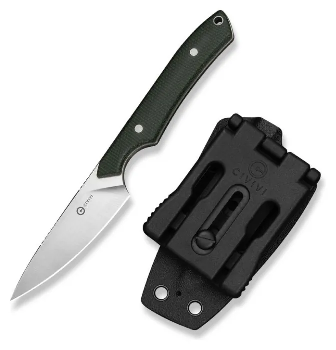 Ніж фіксований кишеньковий Civivi High Grass Field Knife (7,4 см) 14C28N / Micarta зелений з чохлом