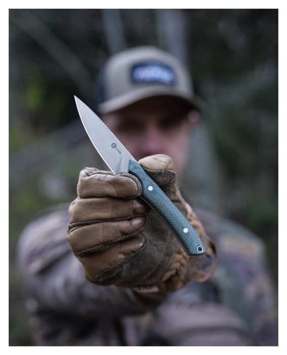 Ніж фіксований кишеньковий Civivi High Grass Field Knife (7,4 см) 14C28N / Micarta зелений з чохлом