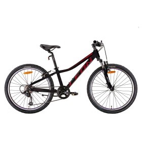 Велосипед 24&quot; Leon JUNIOR AM Vbr 2022 (черный с красным (м)) 