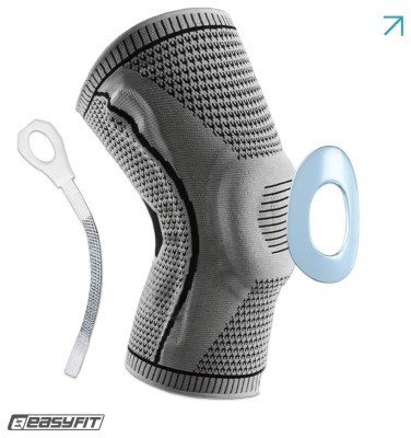 Бандаж (наколенник) ортопедический для коленного сустава с ребрами жесткости и силиконовой вставкой (серый). Размер M