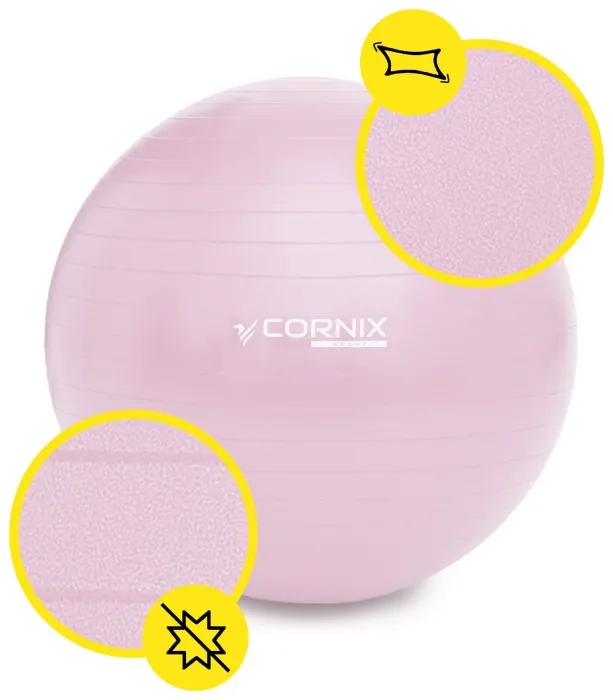 М'яч для фітнесу (фітбол) Cornix 75 см Anti-Burst XR-0367 Light Pink