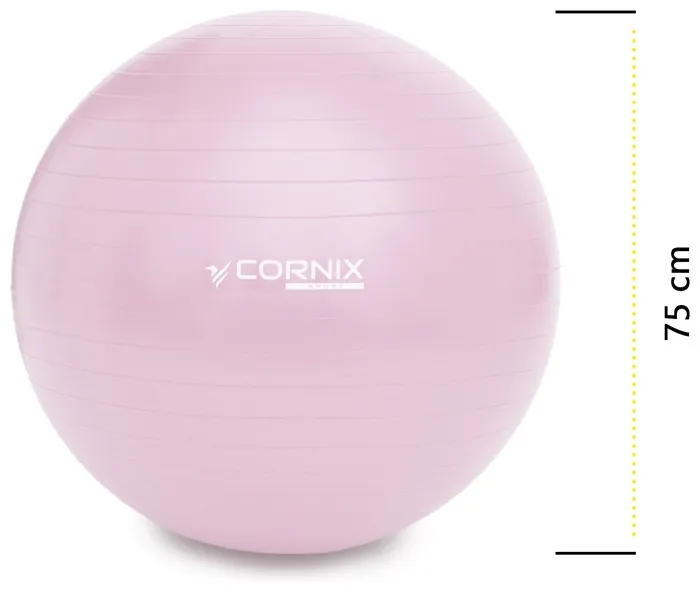 М'яч для фітнесу (фітбол) Cornix 75 см Anti-Burst XR-0367 Light Pink