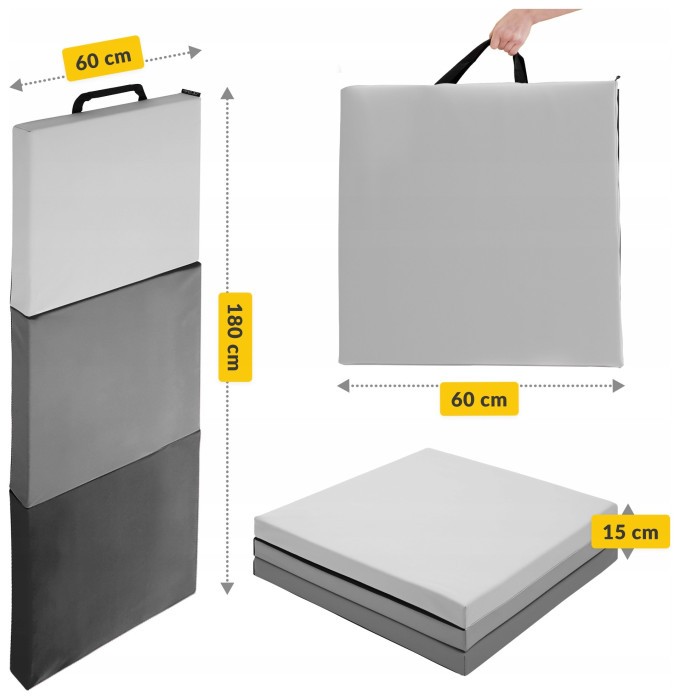 Мат гімнастичний складний 4FIZJO 180 x 60 x 5 см Black/Grey (P-5907739319692)