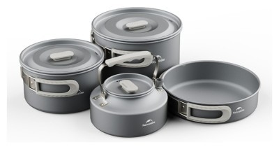 Набір посуду (2 каструлі, чайник, сковорідка) Naturehike CNK2450CF010, алюміній