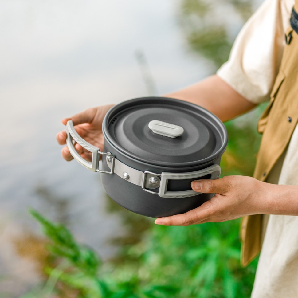 Набір посуду (2 каструлі, чайник, сковорідка) Naturehike CNK2450CF010, алюміній, укр, укр