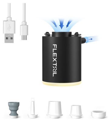 Насос-фонарь кемпинговый Flextail Tiny Pump Х, чёрный с вакуумными пакетами 2 шт (50х70)