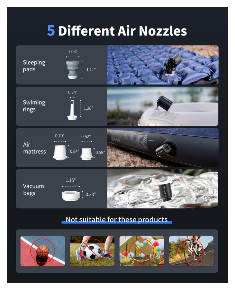 Насос-фонарь кемпинговый Flextail Tiny Pump Х, чёрный с вакуумными пакетами 2 шт (50х70)