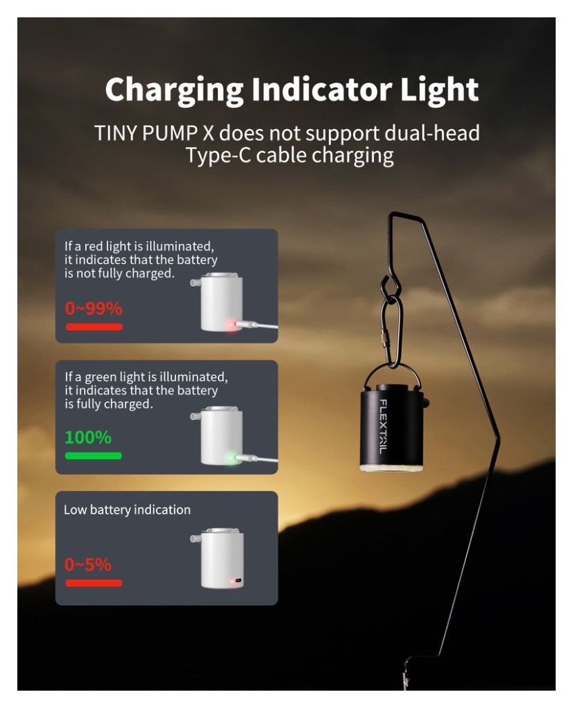 Насос-фонарь кемпинговый Flextail Tiny Pump Х, чёрный с вакуумными пакетами 2 шт (50х70)