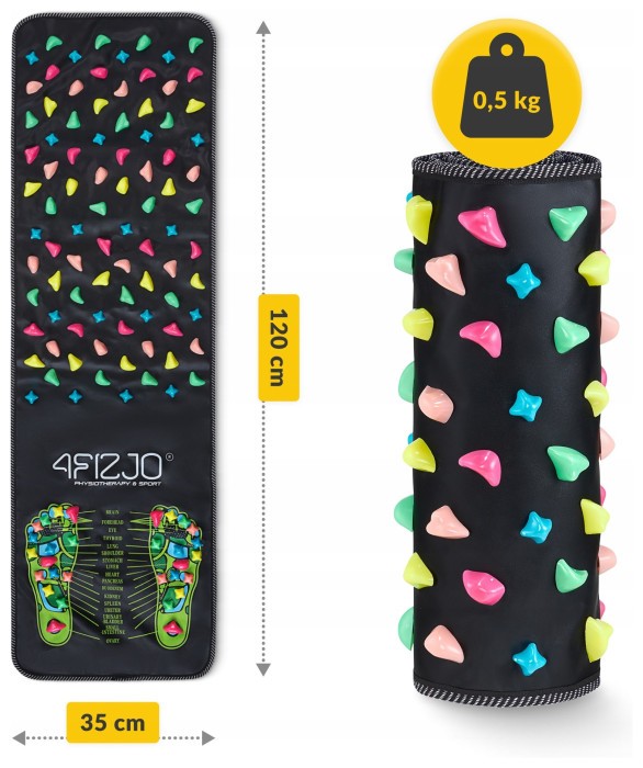 Килимок ортопедичний 4FIZJO 120 x 35 см з каменями для масажу ніг Black (P-5905973403160)