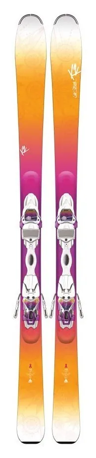 Лижі гірські комплект K2 LUV STRUCK 80+ER3 10 TC 149см Orange/Pink/White (1050403.141.1+1051108.141.1) (156 см orange/pink/white)