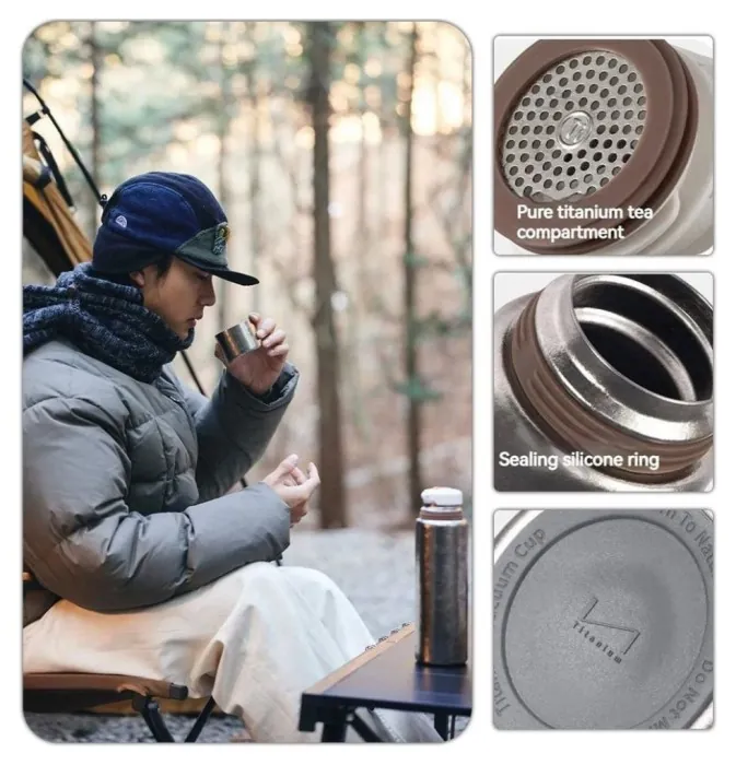 Термос титановий з чохлом Naturehike CNK230CF012 600 ml