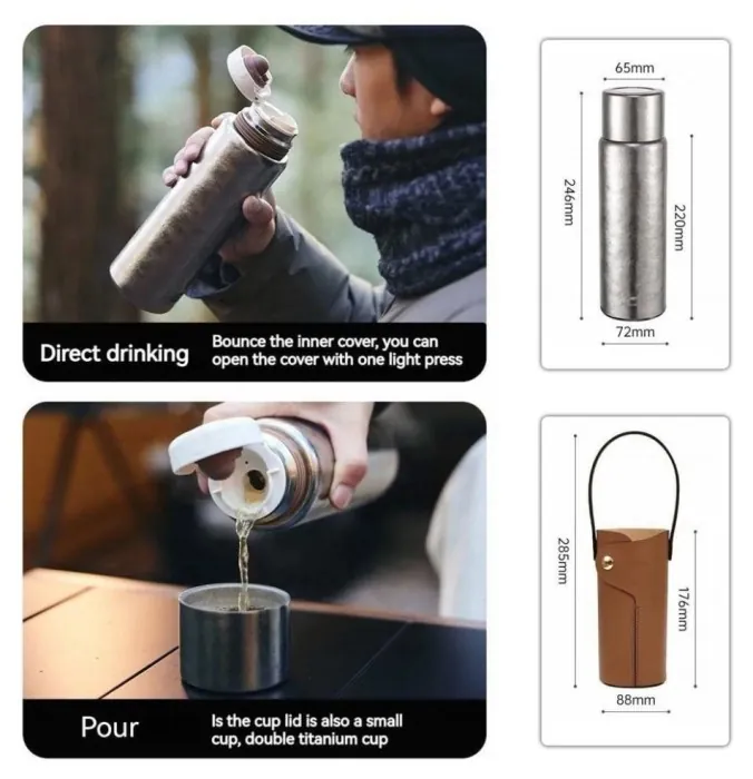 Термос титановий з чохлом Naturehike CNK230CF012 600 ml