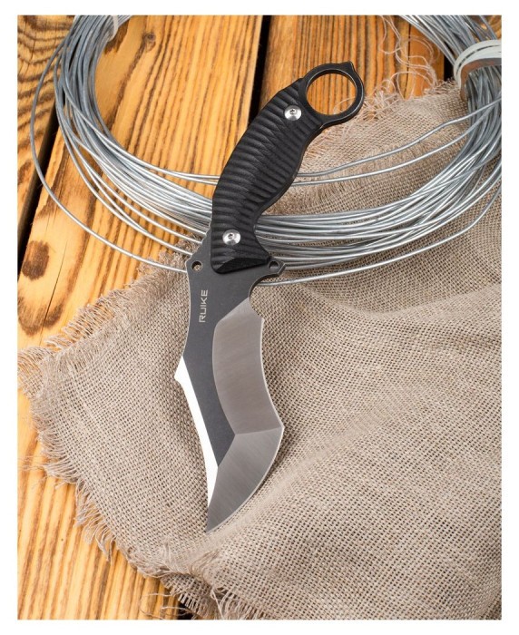 Ніж фіксований мисливський Ruike F181-B1, (11.5 см) 14C28N / G10 чорний, укр, укр