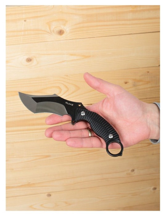 Ніж фіксований мисливський Ruike F181-B1, (11.5 см) 14C28N / G10 чорний, укр, укр