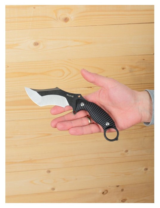 Ніж фіксований мисливський Ruike F181-B1, (11.5 см) 14C28N / G10 чорний, укр, укр