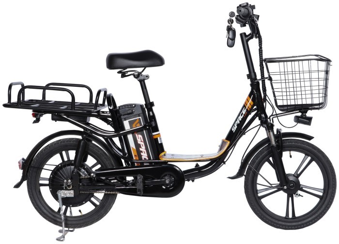 Велосипед з електроприводом 18" AL SPACE eELDORADO DD FR рама-15" 48B 15А*г 1000Вт чорно-помаранчевий 2026, укр, укр