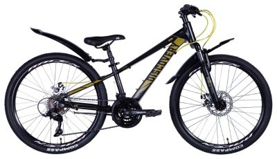 Велосипед AL 24" Discovery QUBE AM DD рама- 2024 (черно-желтый (м))