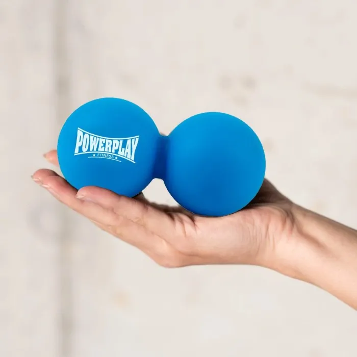 Массажный двойной мяч PowerPlay PP-4355 Silicone Lacrosse Peanut Ball (6.3*12.6см.) Синий