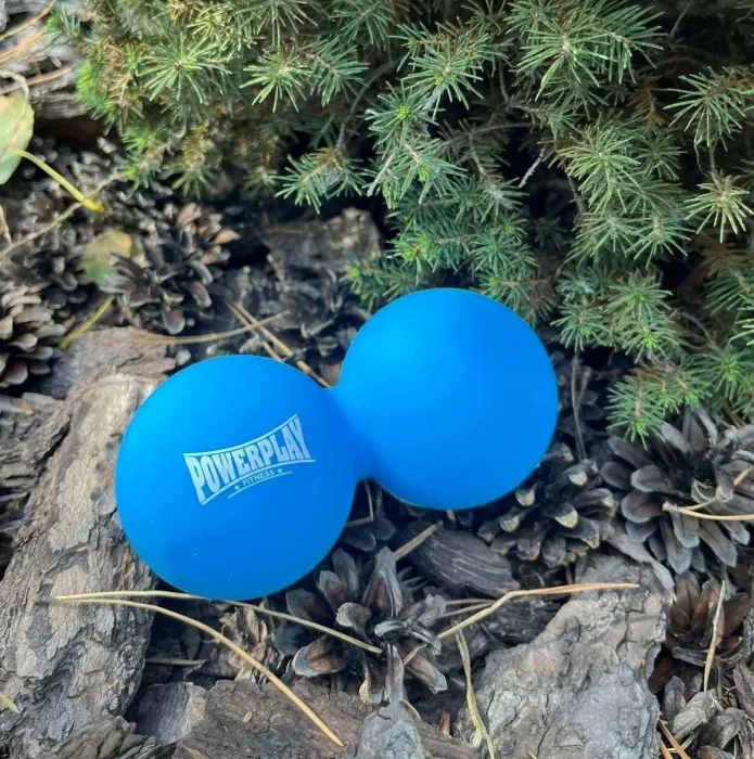 Массажный двойной мяч PowerPlay PP-4355 Silicone Lacrosse Peanut Ball (6.3*12.6см.) Синий