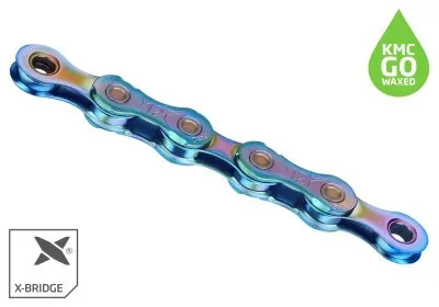 Цепь 126 л. 1/2"x11/128 KMC X12 NPNP Waxed Chain, Aurora Blue