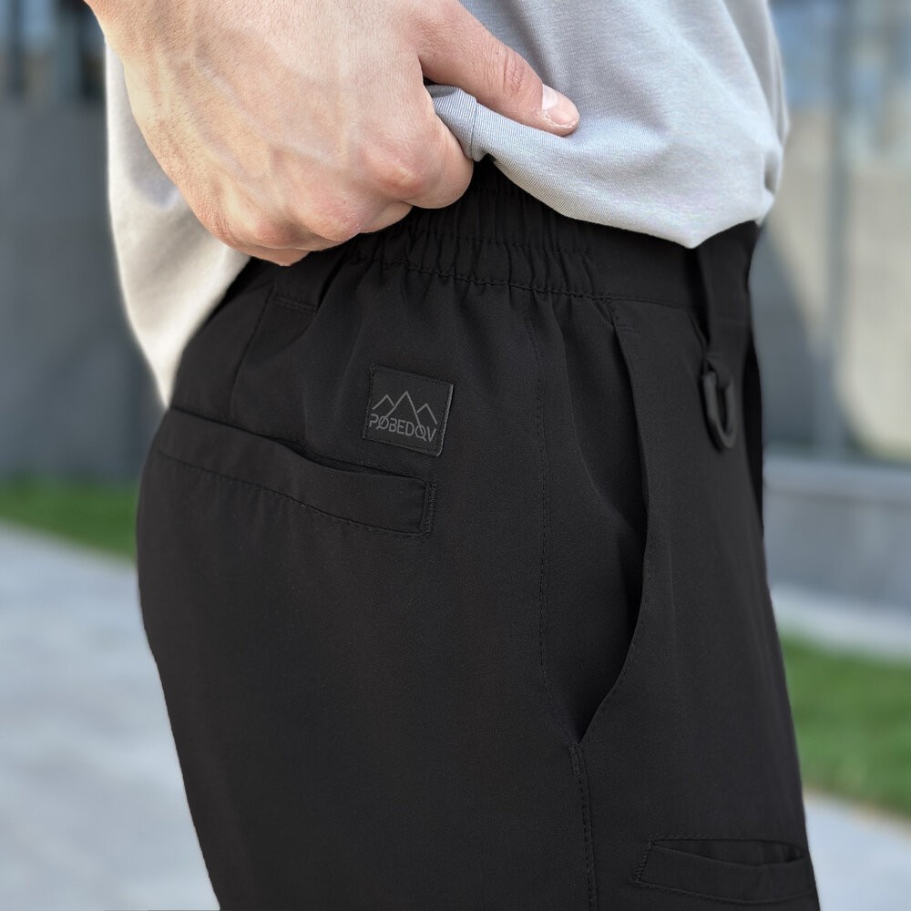 Штани карго чоловічі весняні з кишенями чорні Pobedov Tactical Soft