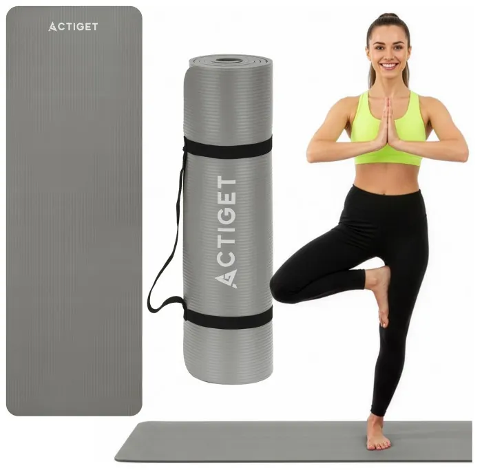 Коврик спортивный Actiget NBR 183 x 61 x 1 cм для йоги и фитнеса ACT0019 Grey