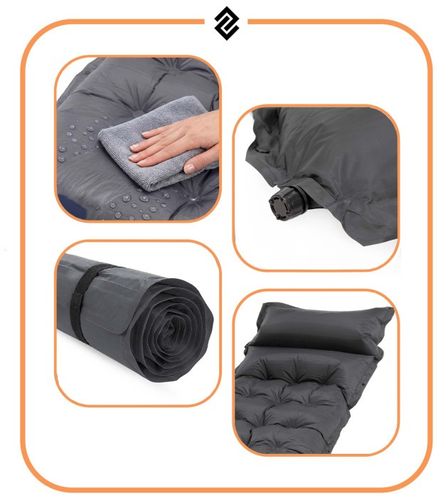 Килимок самонадувний Springos 193 x 66 x 3.5 см з подушкою PM053 Grey