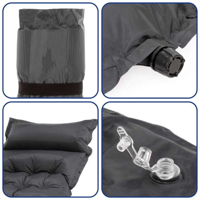 Килимок самонадувний Springos 193 x 66 x 3.5 см з подушкою PM053 Grey