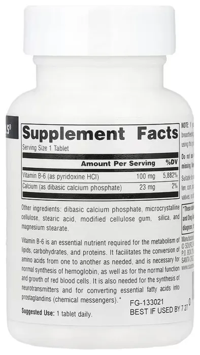Vitamin B-6 100 mg - 100 tabs