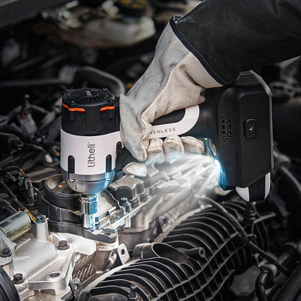 Аккумуляторный ударный гайковерт Litheli бесщеточный, питание от павербанка.