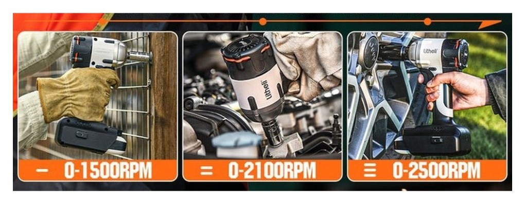 Аккумуляторный ударный гайковерт Litheli бесщеточный, питание от павербанка.