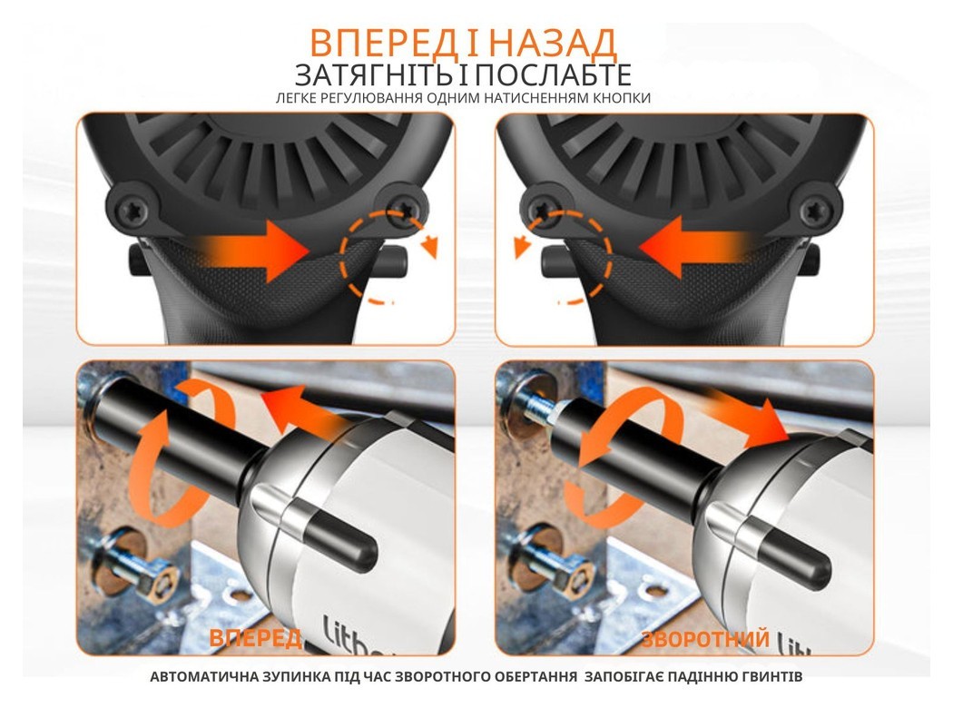 Аккумуляторный ударный гайковерт Litheli бесщеточный, питание от павербанка.