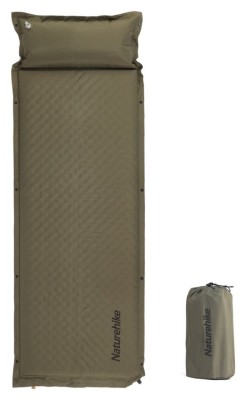 Килимок самонадувний одномісний з подушкою Naturehike CNK2300DZ014, 60мм, темно-зелений