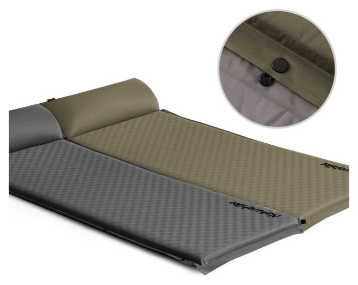 Килимок самонадувний одномісний з подушкою Naturehike CNK2300DZ014, 60мм, темно-зелений